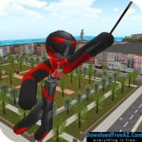 Download gratis Stickman Rope Hero + (Mod Money) voor Android