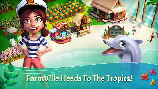 FarmVille Tropic Escape + (อัญมณีเหรียญไม่มีที่สิ้นสุด) สำหรับ Android